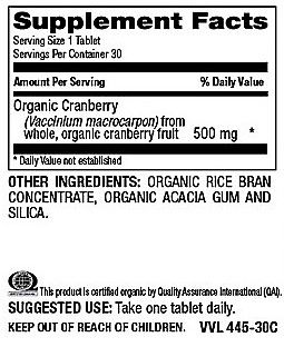 Organic Cranberry 500 mg, 30 tab (item 445) Cheap