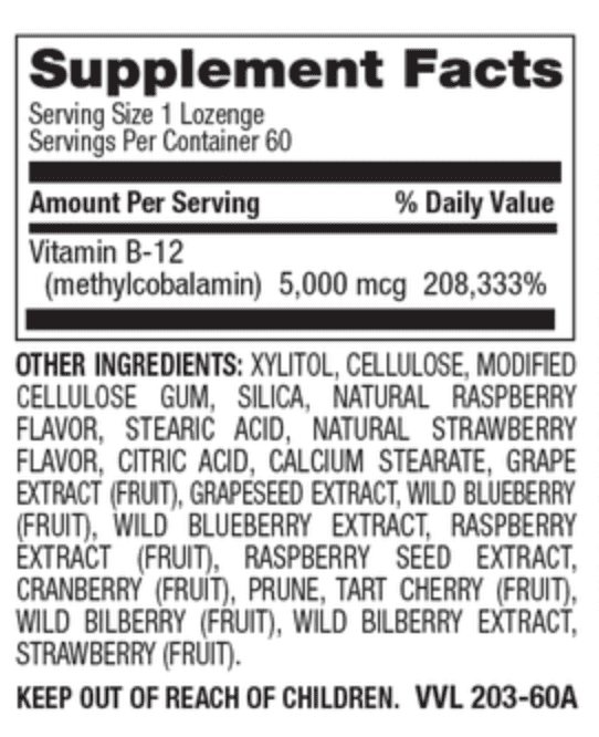 Methyl B-12 5,000 mcg, 60 vloz (item 203) Hot on Sale