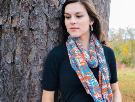 Tangerine Blue Silk Scarf For Discount