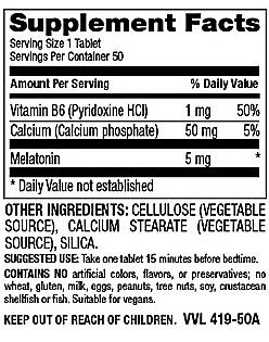 Melatonin Plus 5 mg, 50 vtab (item 419005000) For Sale