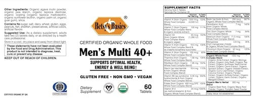 Certified Organic Whole Food Men s Multi 40+, 60 tab Sale