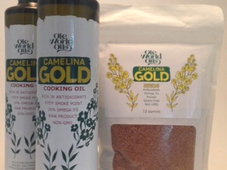 2 Ole World Oil Camelina Gold Oil 17oz & 1.5lb Seed Packages Sale